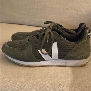 Veja Army Loden Green and White Sneakers tennis shoes